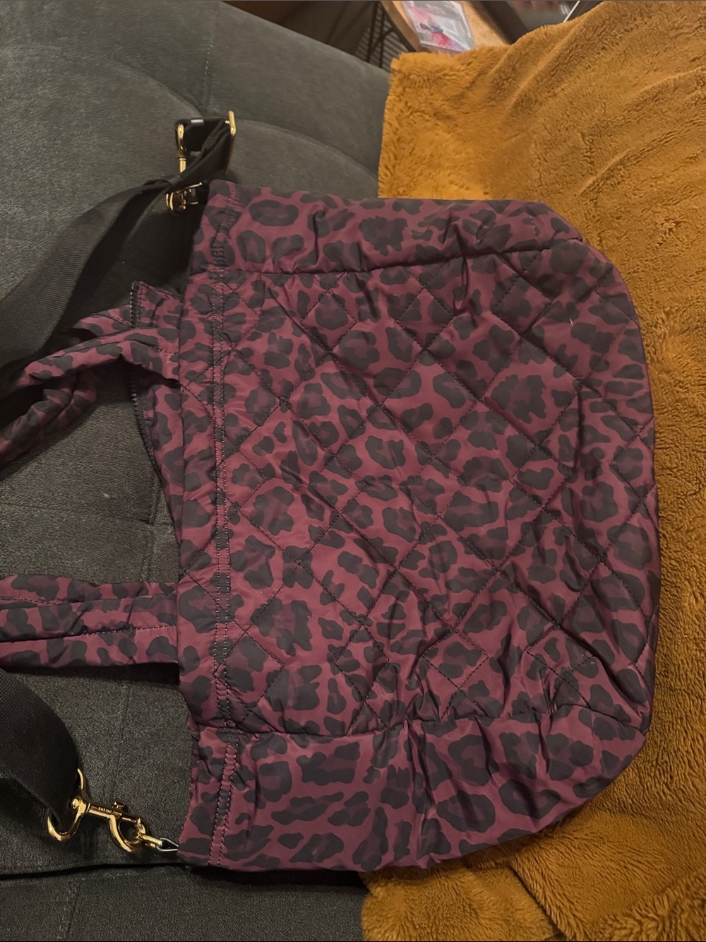 Marc Jacobs Quilted Leopard-Print Tote in Plum and Black - Picture 3 of 6